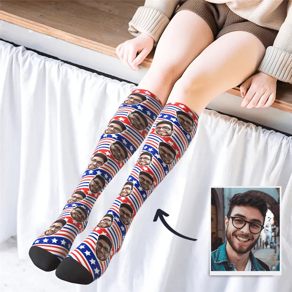 Calcetines Hasta La Rodilla Personalizados Calcetines De Verano - Cara Completa Myfacesocks - MyFaceSocksES