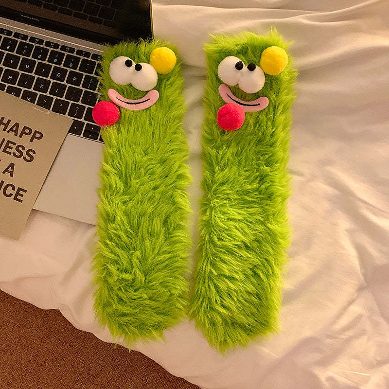 Lindos Calcetines De Felpa Con Ojos Grandes Calcetines Cálidos Gruesos De Invierno - MyFaceSocksES