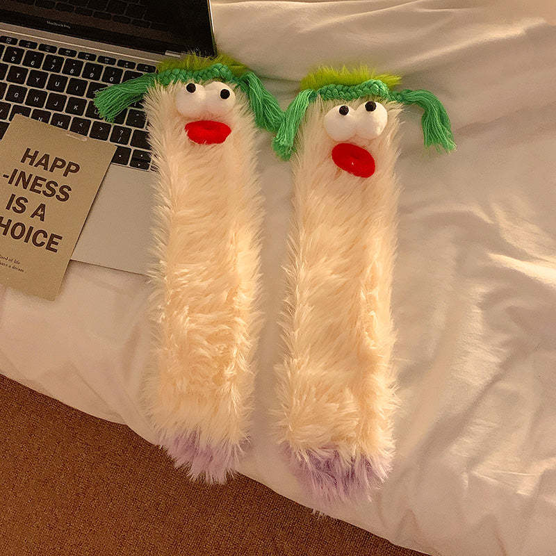 Lindos Calcetines De Felpa Con Ojos Grandes Calcetines Cálidos Gruesos De Invierno - MyFaceSocksES