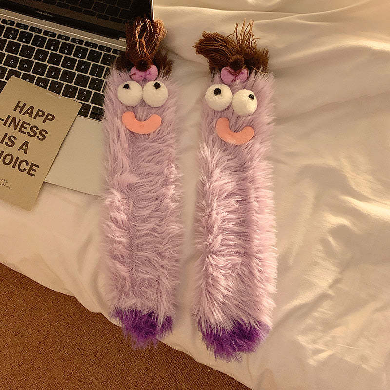 Lindos Calcetines De Felpa Con Ojos Grandes Calcetines Cálidos Gruesos De Invierno - MyFaceSocksES