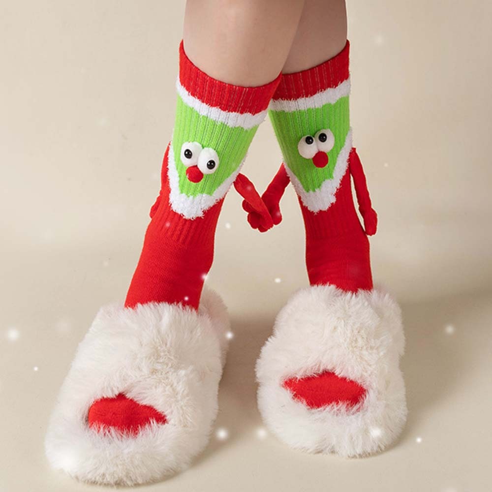 Calcetines Divertidos De Tubo Medio Para Mujer, Muñeco De Papá Noel, Calcetines Magnéticos Con Manos, Regalos De Navidad - MyFaceSocksES