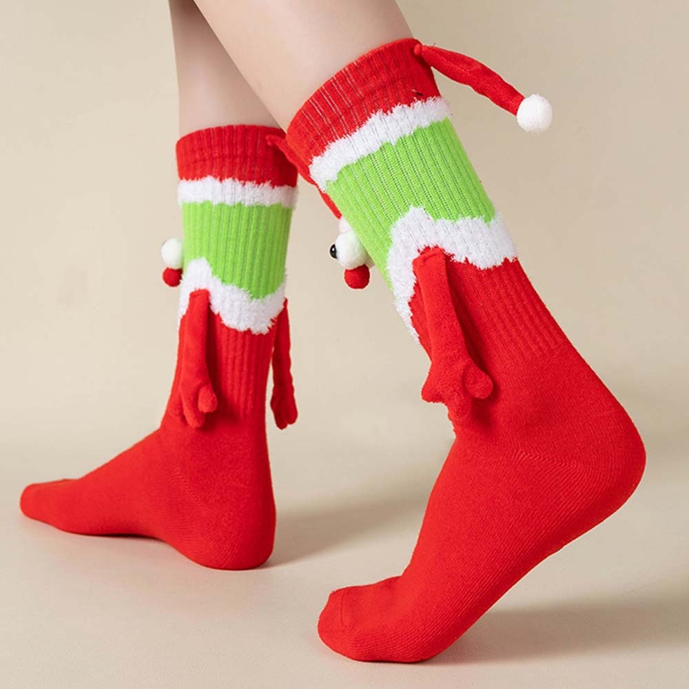 Calcetines Divertidos De Tubo Medio Para Mujer, Muñeco De Papá Noel, Calcetines Magnéticos Con Manos, Regalos De Navidad - MyFaceSocksES