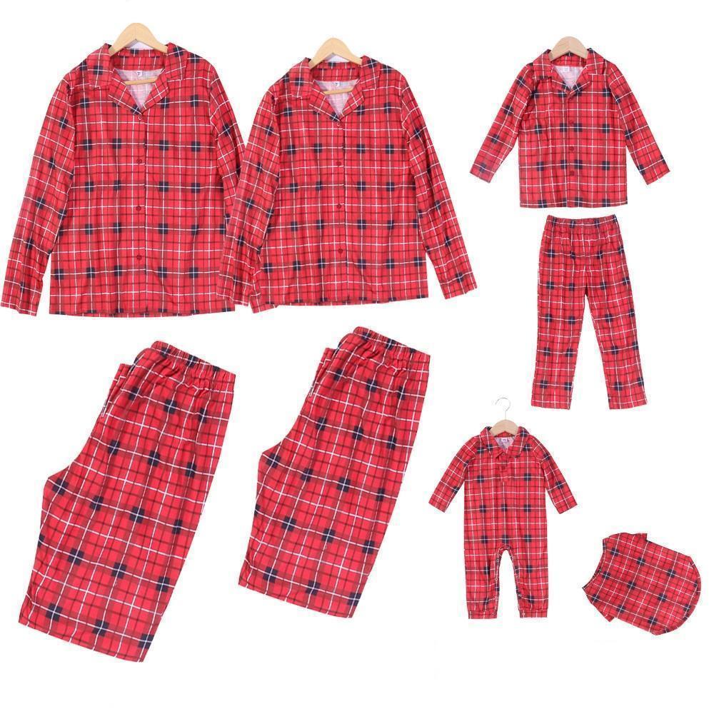 Conjuntos De Pijamas Familiares A Juego Ropa De Dormir De Fiesta De Festival De Navidad - Raya Roja Y Negra - MyFaceSocksES