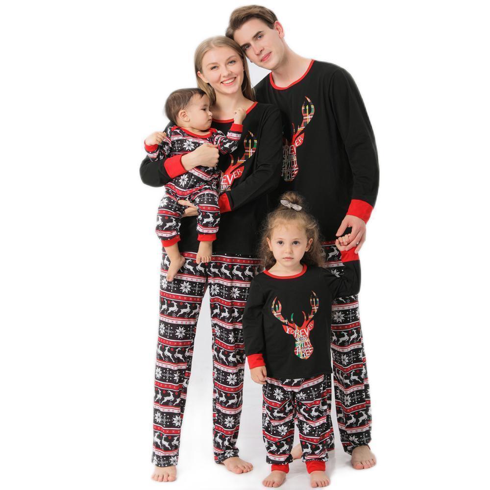 Conjuntos De Pijamas Familiares A Juego Ropa De Dormir De Fiesta De Festival De Navidad - Snowflake Elk - MyFaceSocksES