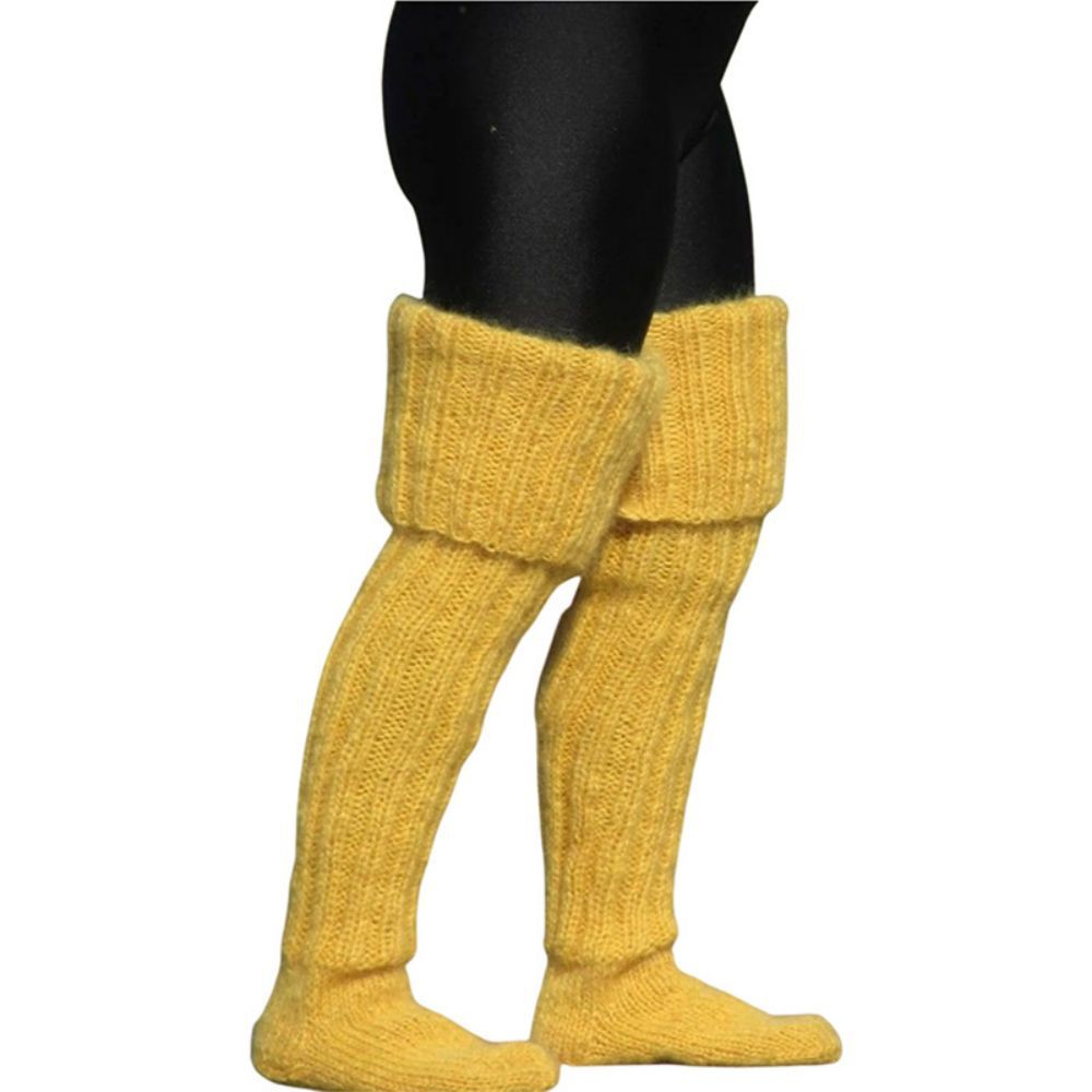 Calcetines De Lana De Punto De Color Sólido Para Mujer Sobre La Rodilla - MyFaceSocksES