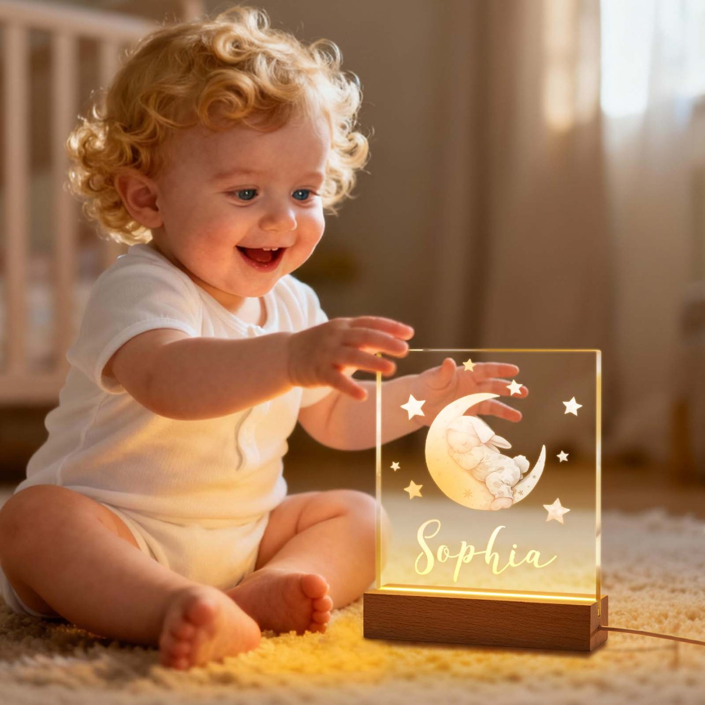 Luz Nocturna Acrílica Personalizada Con Mapa De Luna Y Estrellas: Foto Y Texto Personalizados. Regalo Romántico Para San Valentín. - MyFaceSocksES