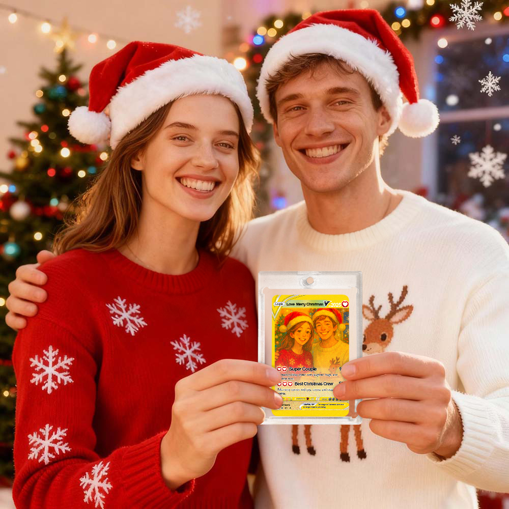 Regalo De Navidad Personalizado Con Tarjeta De Regalo Para Familia Y Pareja. Idea De Regalo Personalizada De Papá Noel. - MyFaceSocksES