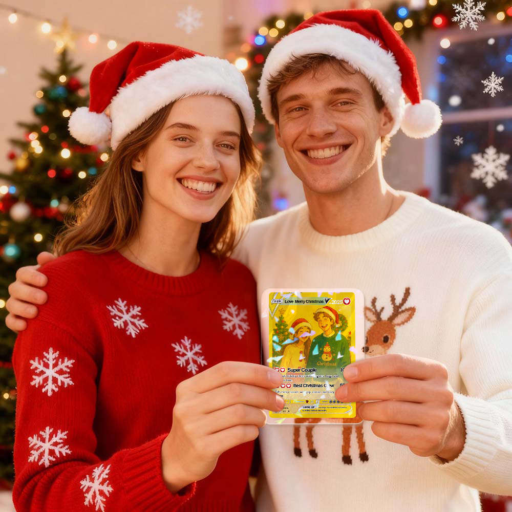 Regalo De Navidad Personalizado Con Tarjeta De Regalo Para Familia Y Pareja. Idea De Regalo Personalizada De Papá Noel. - MyFaceSocksES