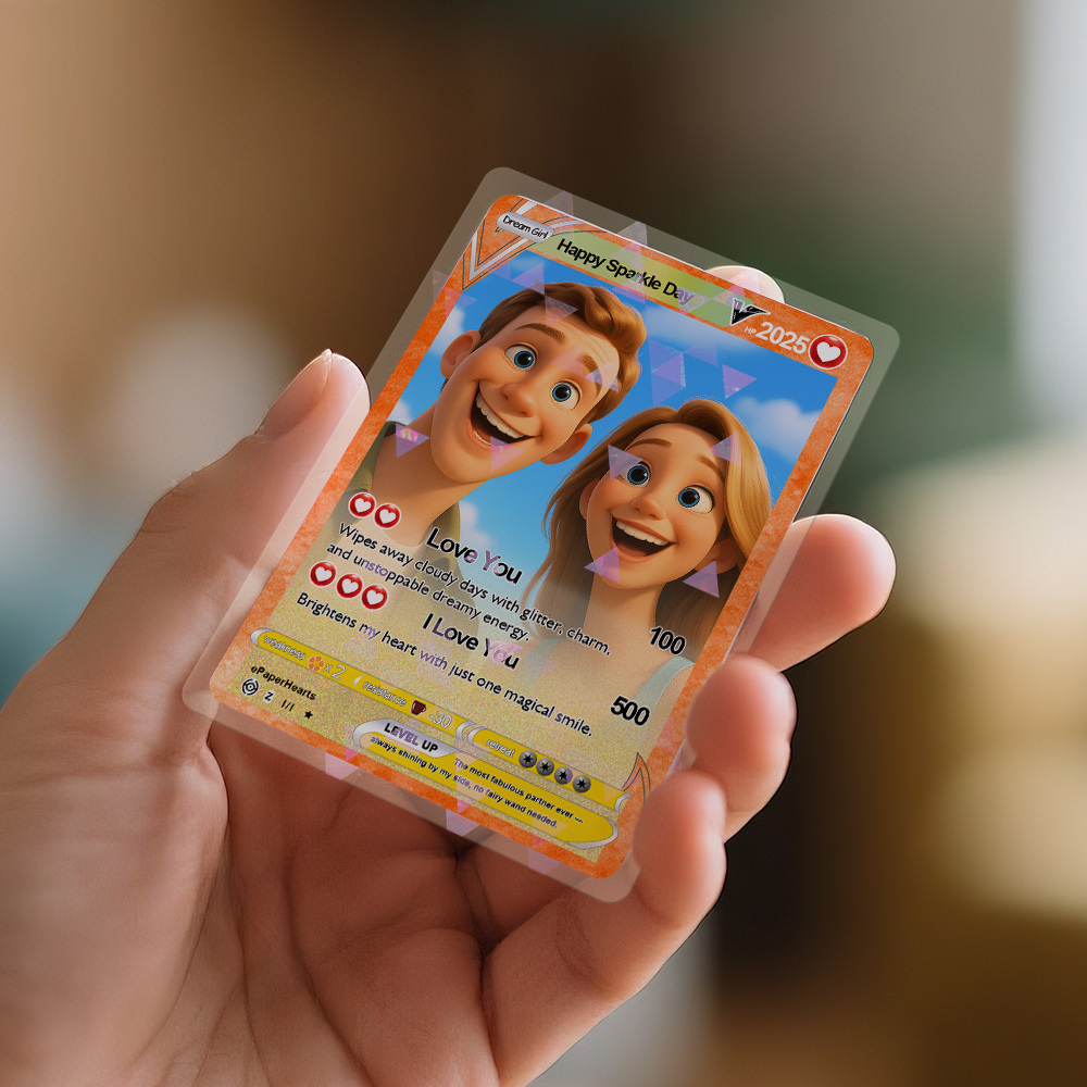 Tarjeta De Pareja De Estilo Arcilla Hecha A Mano Personalizada Tarjeta Poke Personalizada Para Regalo De Aniversario Recuerdo De Cumpleaños Para Novia O Novio - MyFaceSocksES