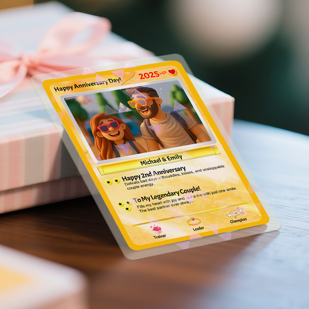 Tarjeta De Pareja De Estilo Arcilla Hecha A Mano Personalizada Tarjeta Poke Personalizada Para Regalo De Aniversario Recuerdo De Cumpleaños Para Novia O Novio - MyFaceSocksES