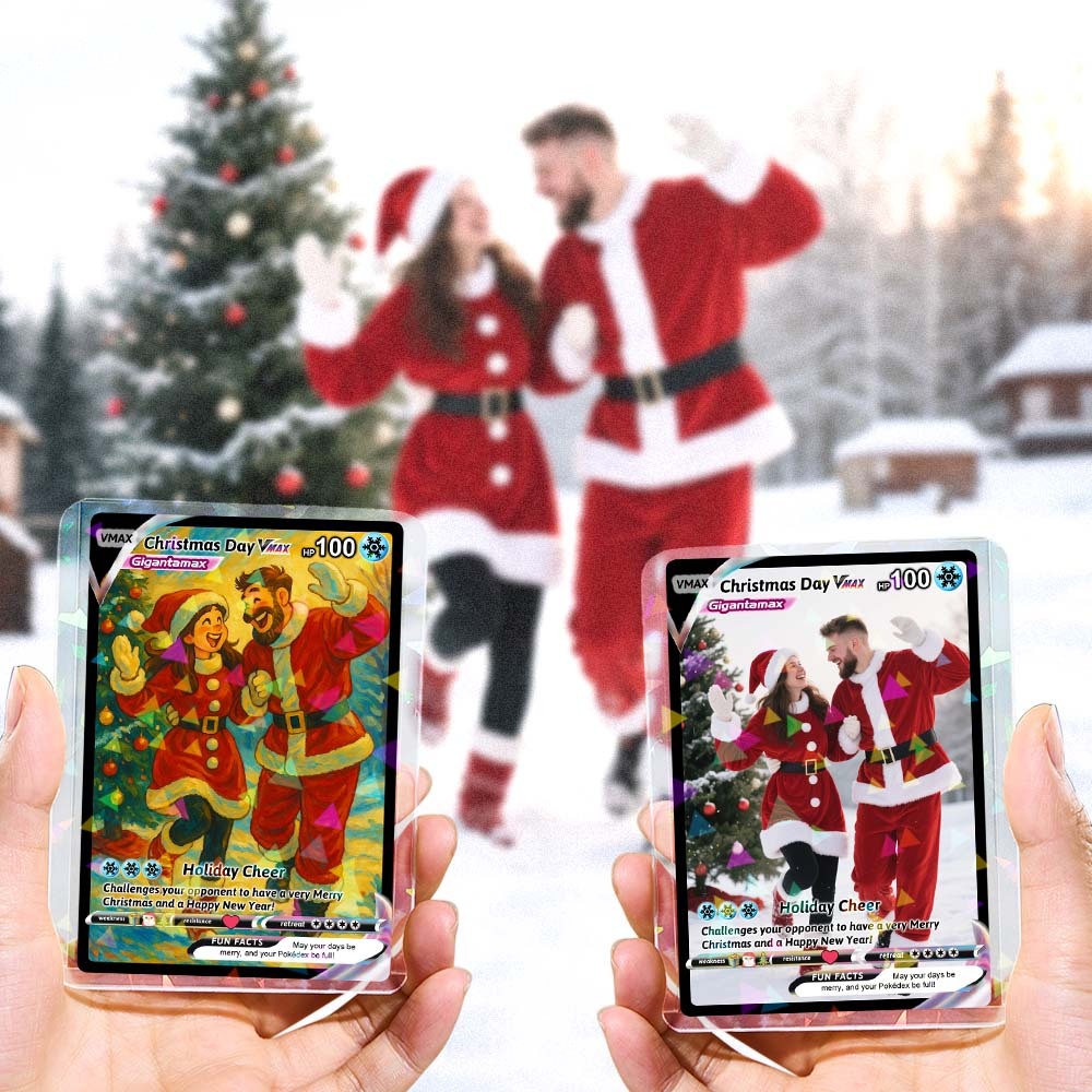 Tarjeta Coleccionable De Pareja Personalizada: Regalo De Fantasía Con Foto Personalizada Para Navidad O Aniversario. - MyFaceSocksES