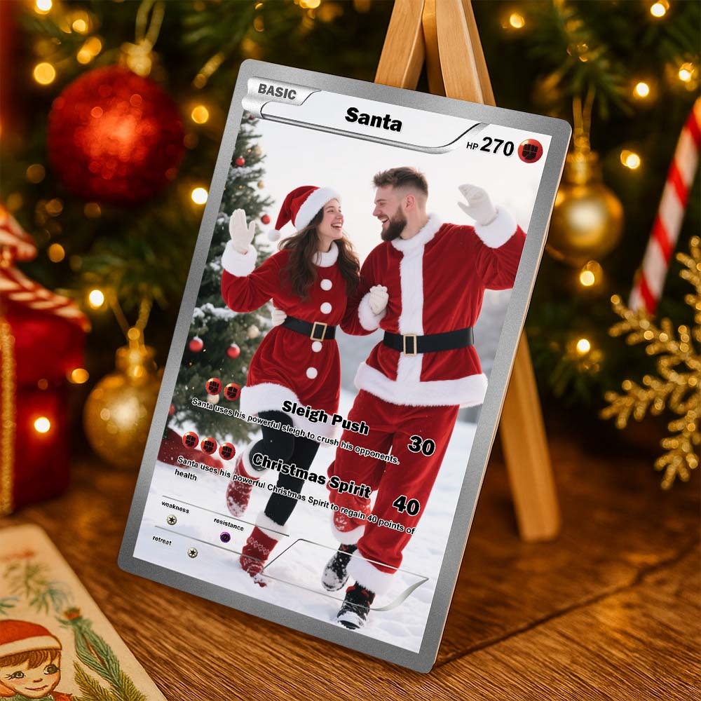 Tarjeta Coleccionable De Pareja Personalizada: Regalo De Fantasía Con Foto Personalizada Para Navidad O Aniversario. - MyFaceSocksES