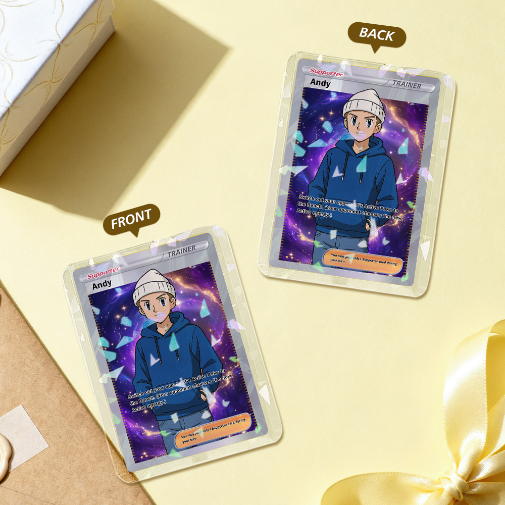 Tarjeta Coleccionable De Anime Personalizada Con Foto Y Nombre | Regalo Único Para Fans Y Parejas. Regalos De Navidad. - MyFaceSocksES