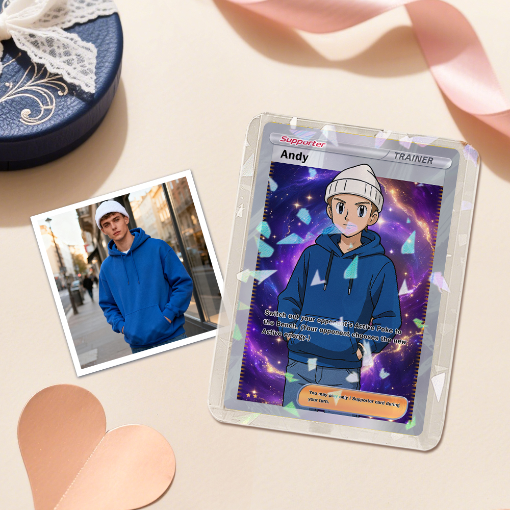 Tarjeta Coleccionable De Anime Personalizada Con Foto Y Nombre | Regalo Único Para Fans Y Parejas. Regalos De Navidad. - MyFaceSocksES