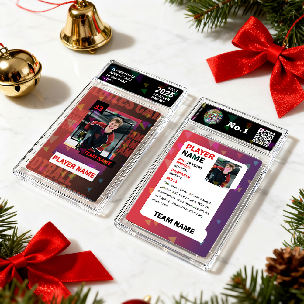 Tarjeta Deportiva Personalizada Para Niños. Tarjeta Con Retrato Personalizado Y Nombre Del Equipo. Excelente Idea De Regalo Para Atletas. Regalo De Navidad. - MyFaceSocksES