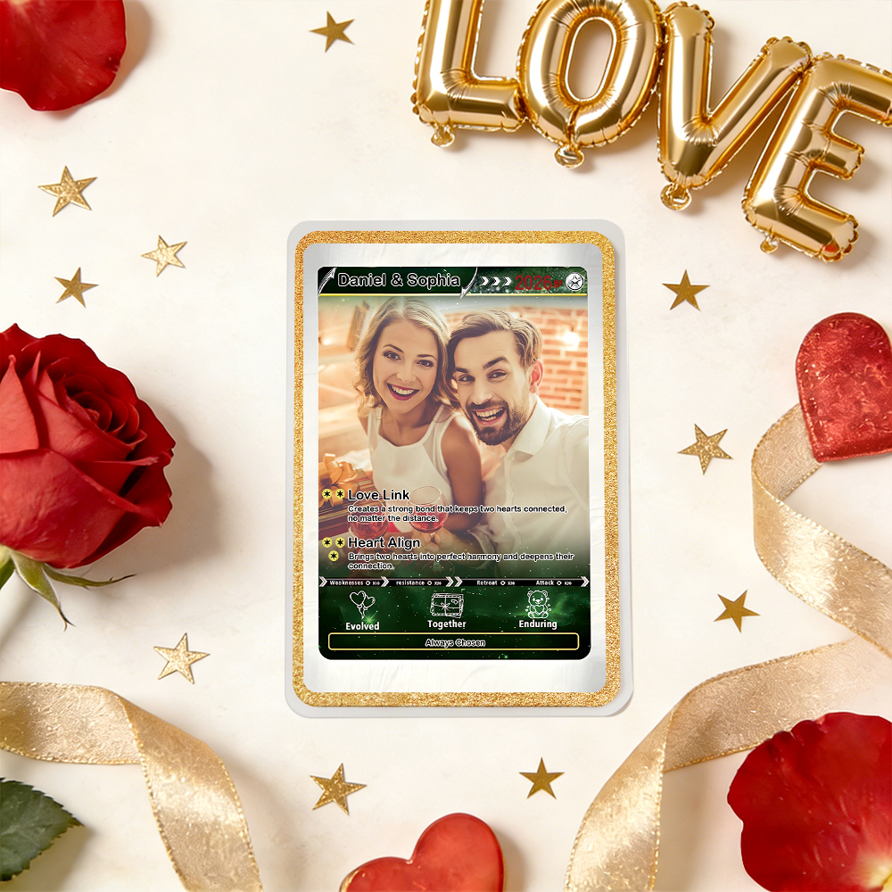 Tarjeta De Pareja Poderosa De San Valentín Personalizada, Tarjeta De Aniversario Personalizada Con Foto De Pareja Estilo Anime, El Mejor Regalo De San Valentín Para Tu Pareja. - MyFaceSocksES