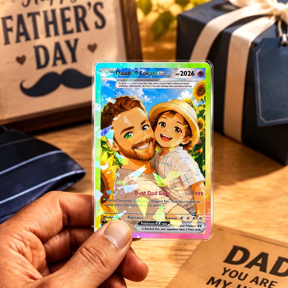 La Mejor Tarjeta Poke De Papá De Todos Los Tiempos, Tarjeta Poke Personalizada Inspirada En El Anime, Tarjeta Poke Personalizada Para Papá, Regalo Perfecto Para Papá, Regalo Feliz Del Día Del Padre - MyFaceSocksES