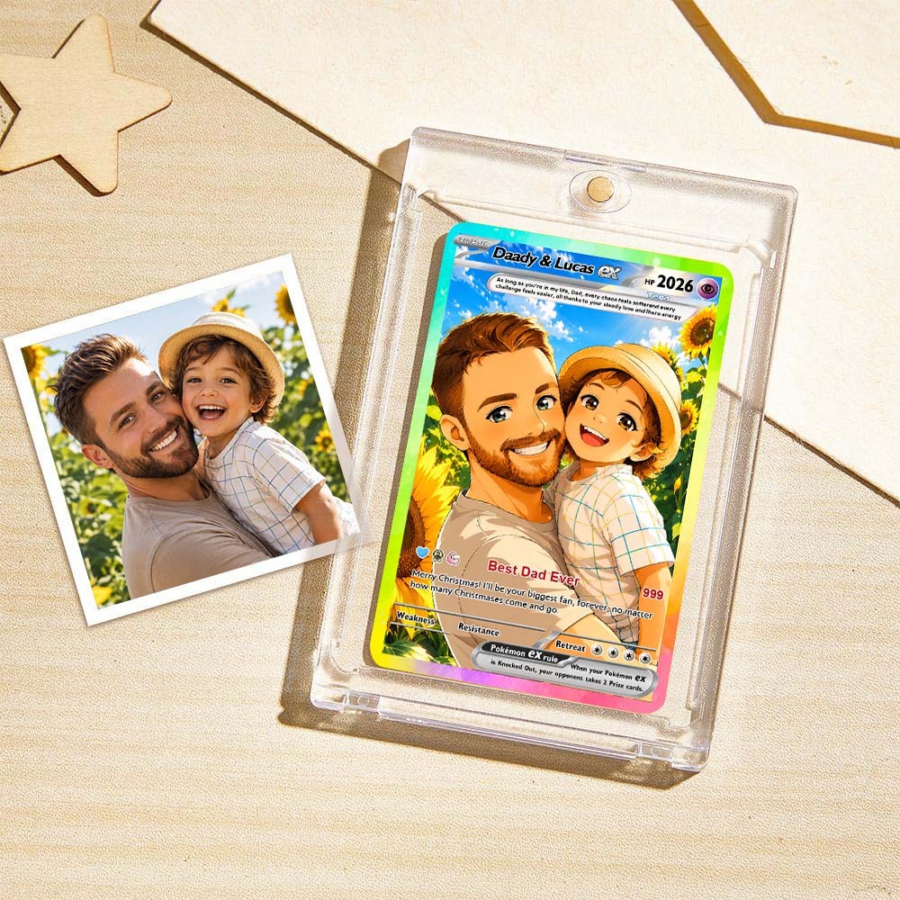 La Mejor Tarjeta Poke De Papá De Todos Los Tiempos, Tarjeta Poke Personalizada Inspirada En El Anime, Tarjeta Poke Personalizada Para Papá, Regalo Perfecto Para Papá, Regalo Feliz Del Día Del Padre - MyFaceSocksES