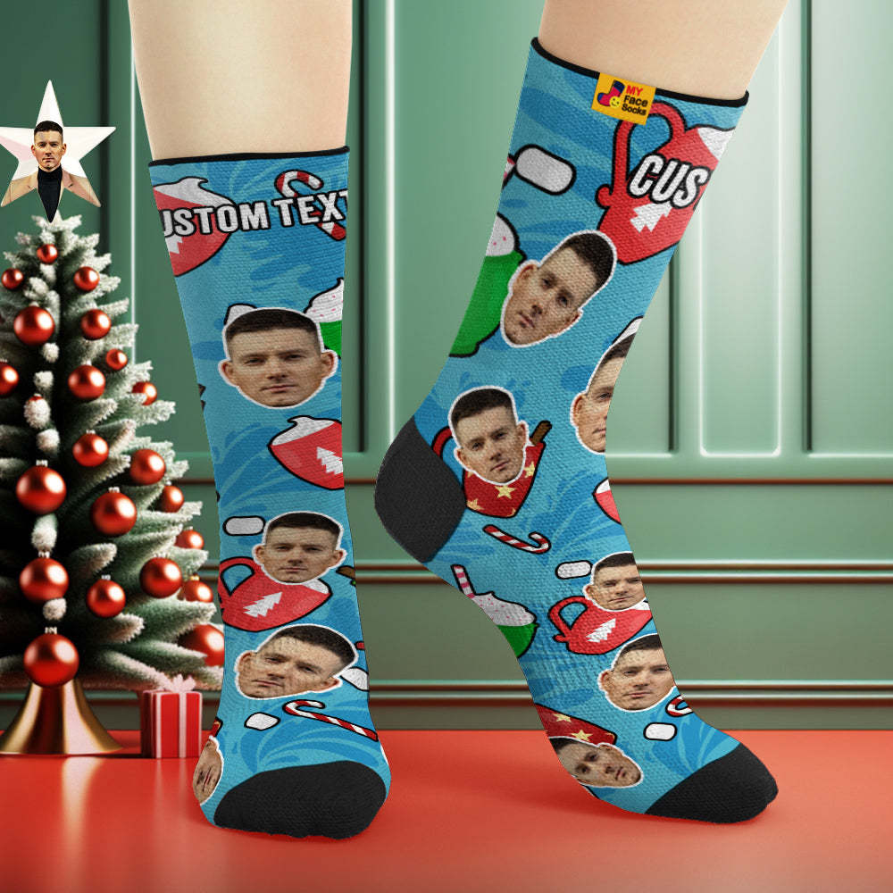 La Cara Respirable De La Navidad De Encargo Pega Los Regalos Suaves Personalizados De Los Calcetines - MyFaceSocksES