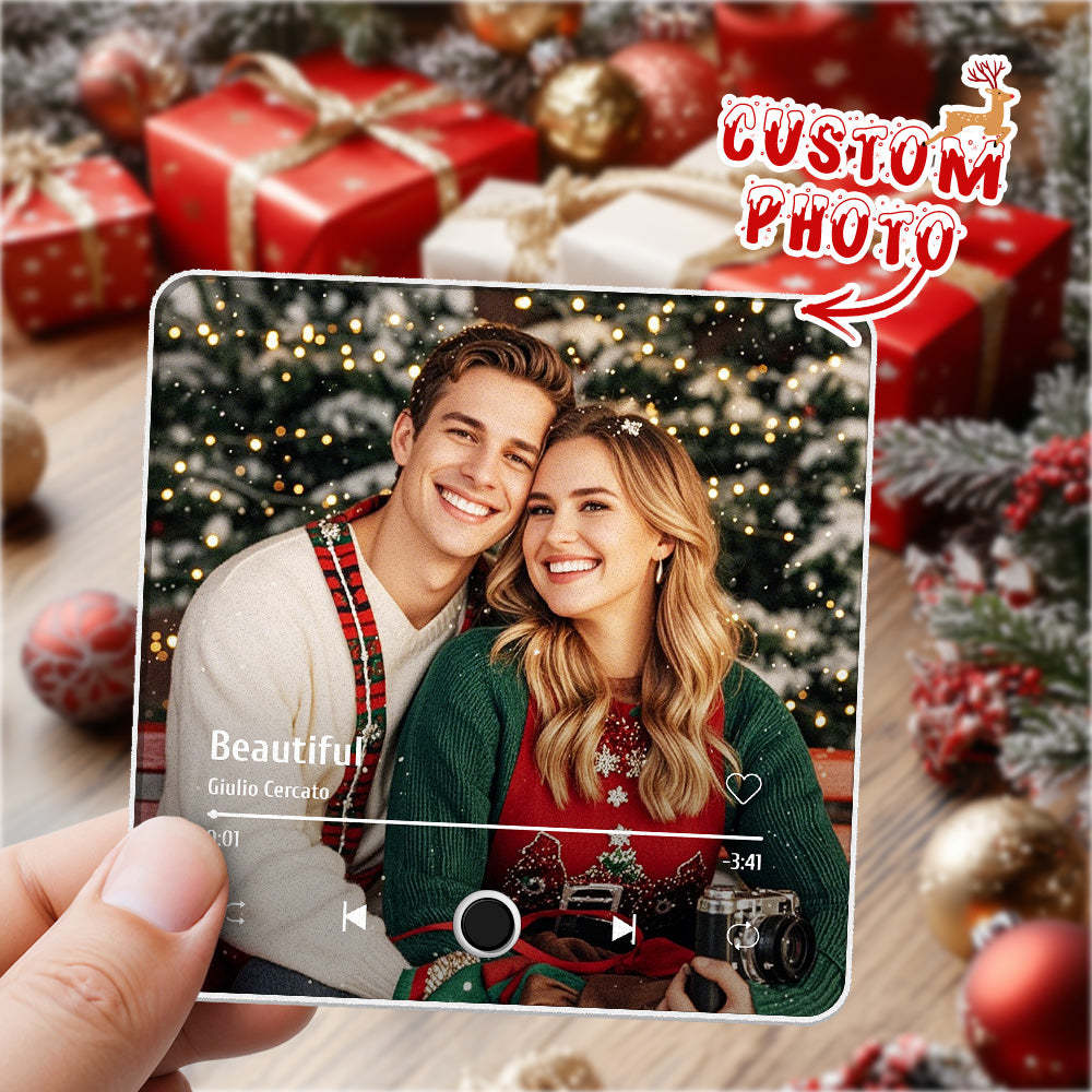 Imán De Nevera Personalizado Con Álbum De Fotos Y Música, Imán De Nevera Personalizado Para Móvil Con Música De Spotify, Regalo De Navidad Profesional Para Parejas - MyFaceSocksES