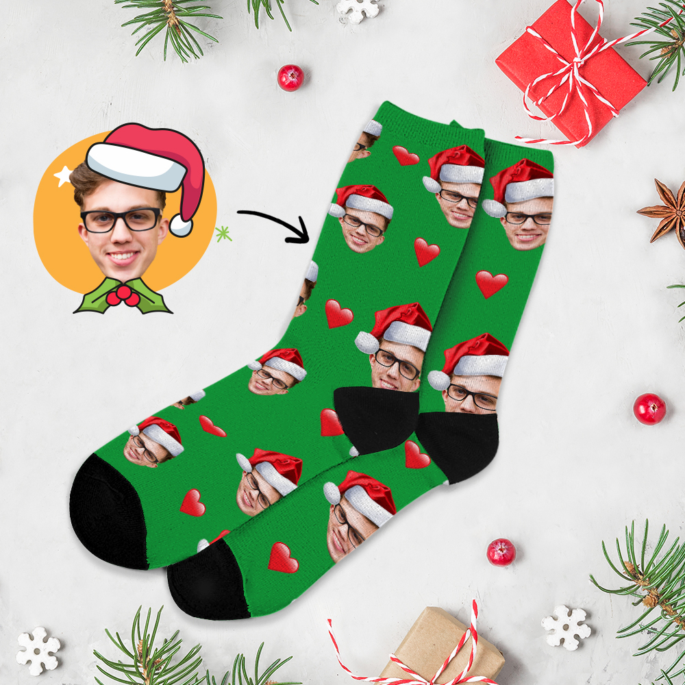 Calcetines Navideños Personalizados Con Foto De Cara Completa, Diseños Personalizados Divertidos, La Mejor Idea De Regalo Para Navidad - MyFaceSocksES