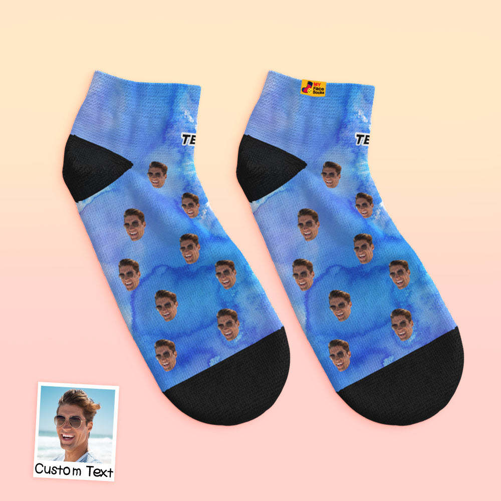 Calcetines De Tobillo De Corte Bajo Personalizados Calcetines De Cara Personalizados Estilo De Teñido Anudado - MyFaceSocksES