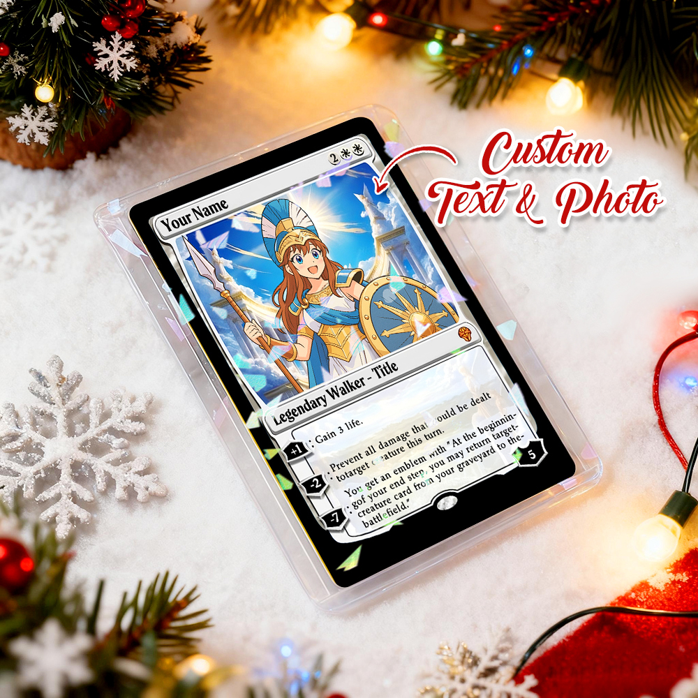 Tarjeta Acrílica Holográfica Personalizada Estilo Mtg. Regalo De Navidad Personalizado Estilo Magic. Regalo De Navidad Divertido Con Dibujos Animados Para Él O Ella. - MyFaceSocksES