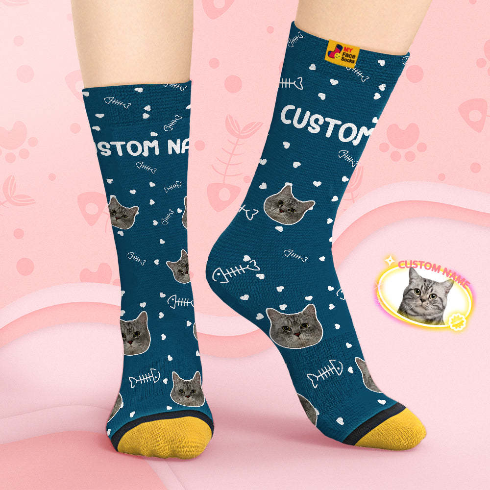 Calcetines De Cara Personalizados Calcetines Impresos Digitales 3d Personalizados-cara De Gato Linda - MyFaceSocksES