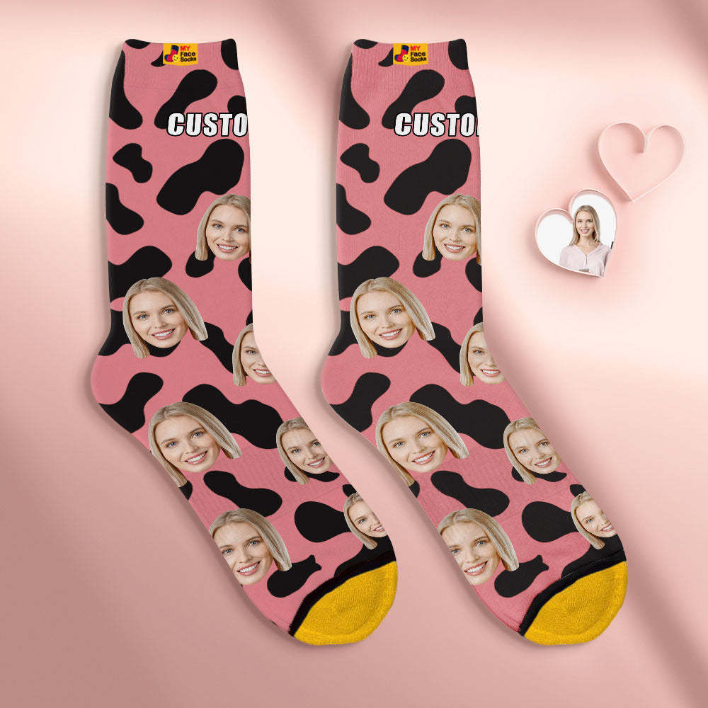 Calcetines De Cara Personalizados Regalos Sorpresa Personalizados Calcetines Impresos Digitalmente En 3d Para Puntos De Vaca Amante - MyFaceSocksES