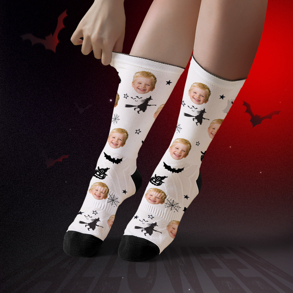 Calcetines Con Cara Personalizada Calcetines Con Foto De Halloween Personalizados Feliz Halloween - MyFaceSocksES