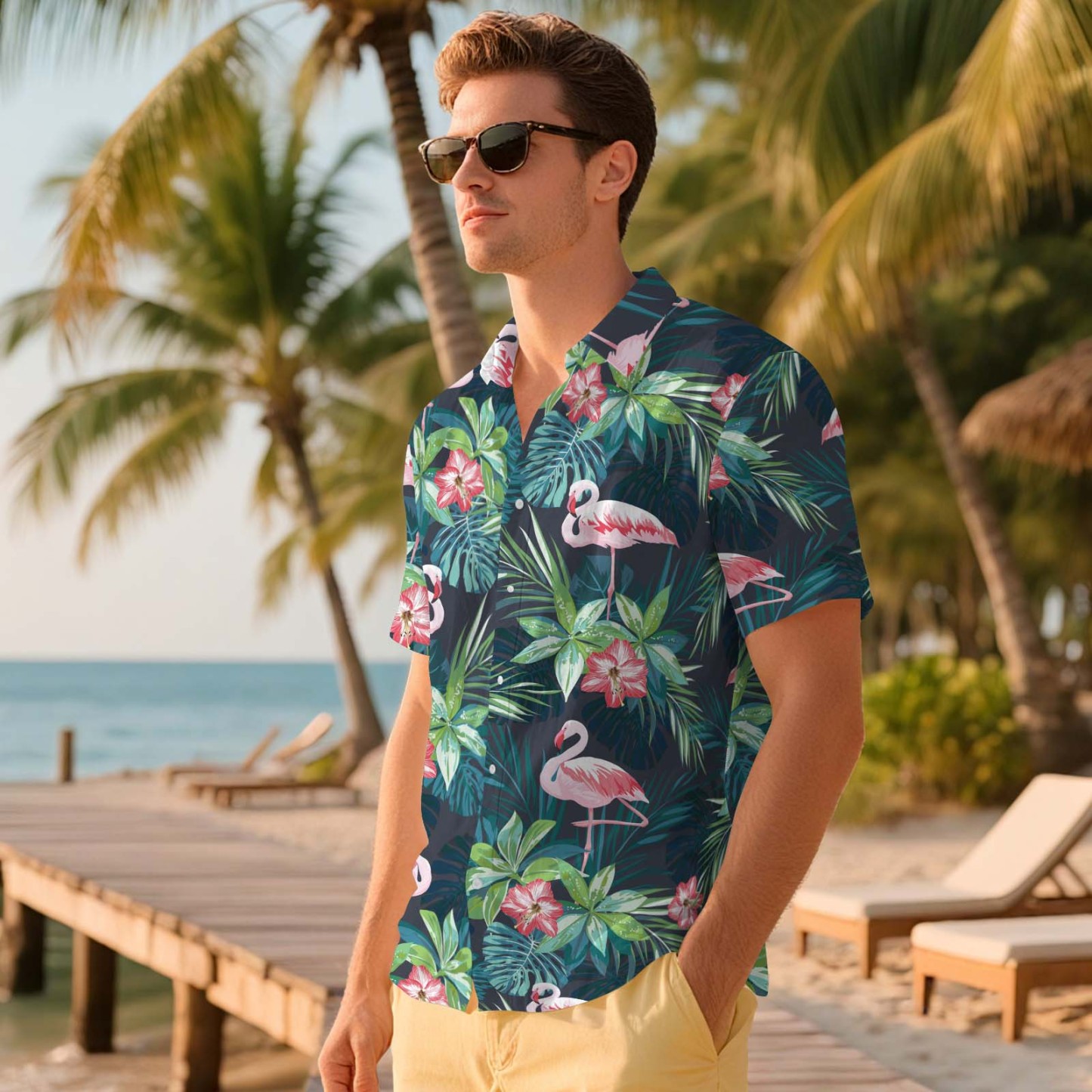 Camisas Hawaianas Para Hombre, Camisa Hawaiana Con Exuberante Follaje Tropical Aloha, Regalo Para Vacaciones De Verano. - MyFaceSocksES