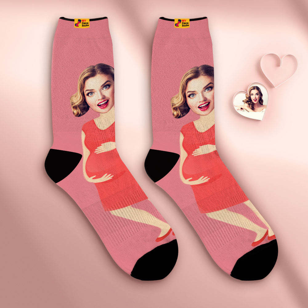 La Cara Respirable Personalizada Pega Los Regalos Suaves Personalizados De Los Calcetines Para La Mamá Estupenda - MyFaceSocksES