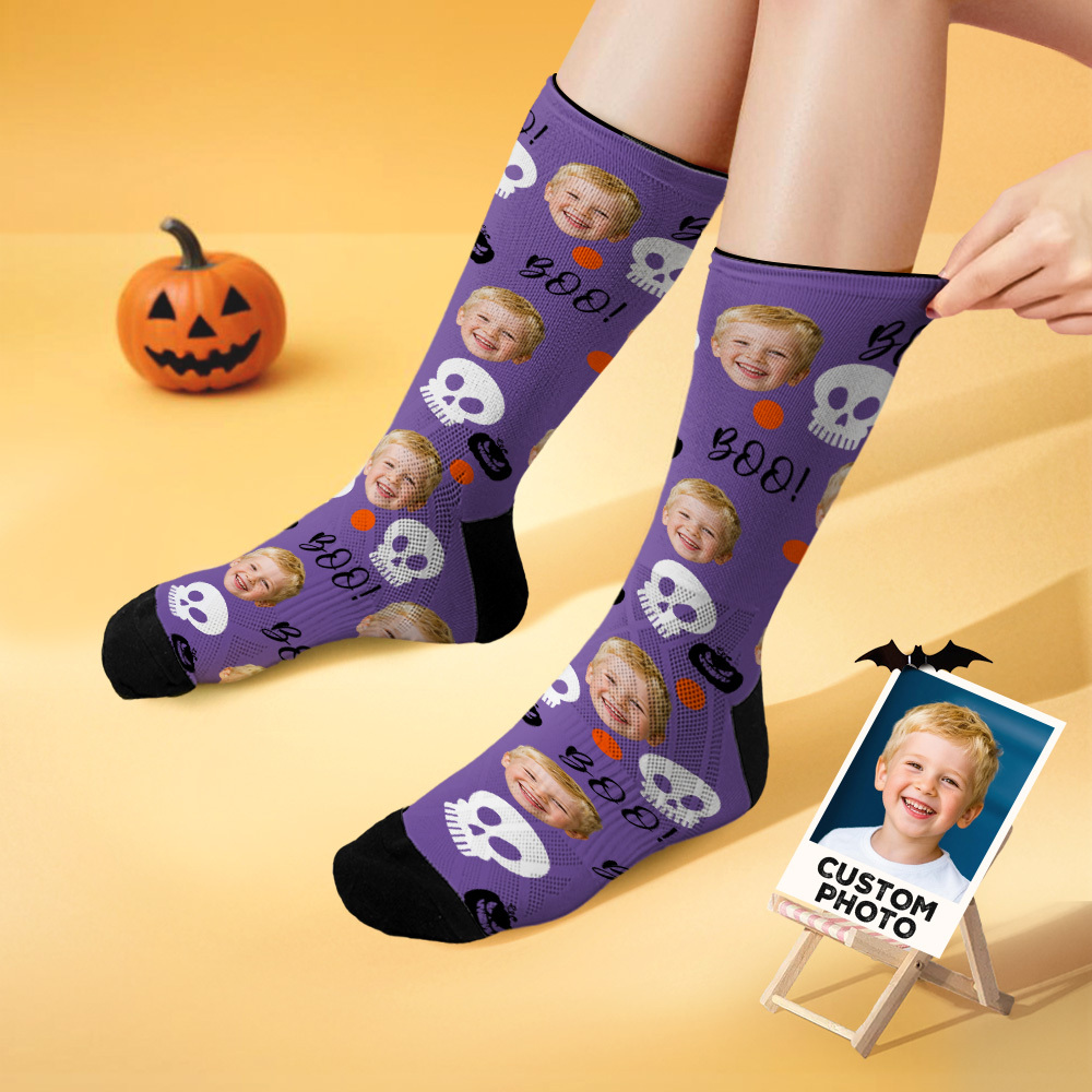 Calcetines Con Cara Personalizada Calcetines Con Foto De Halloween Personalizados Feliz Halloween - MyFaceSocksES