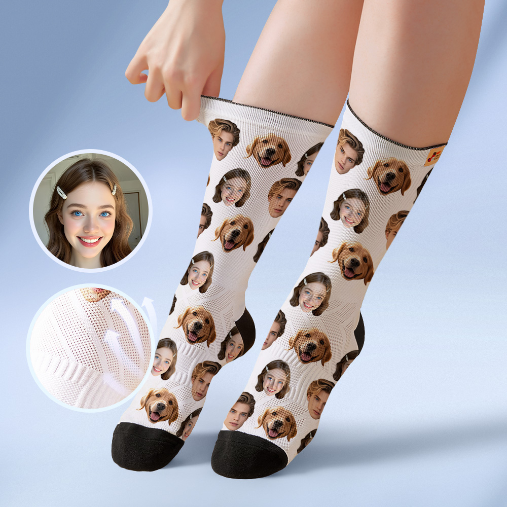 Calcetines Personalizados Con Caras, Calcetines Personalizados Con Foto De Caras, Calcetines Blancos Divertidos Con Foto Para La Familia.