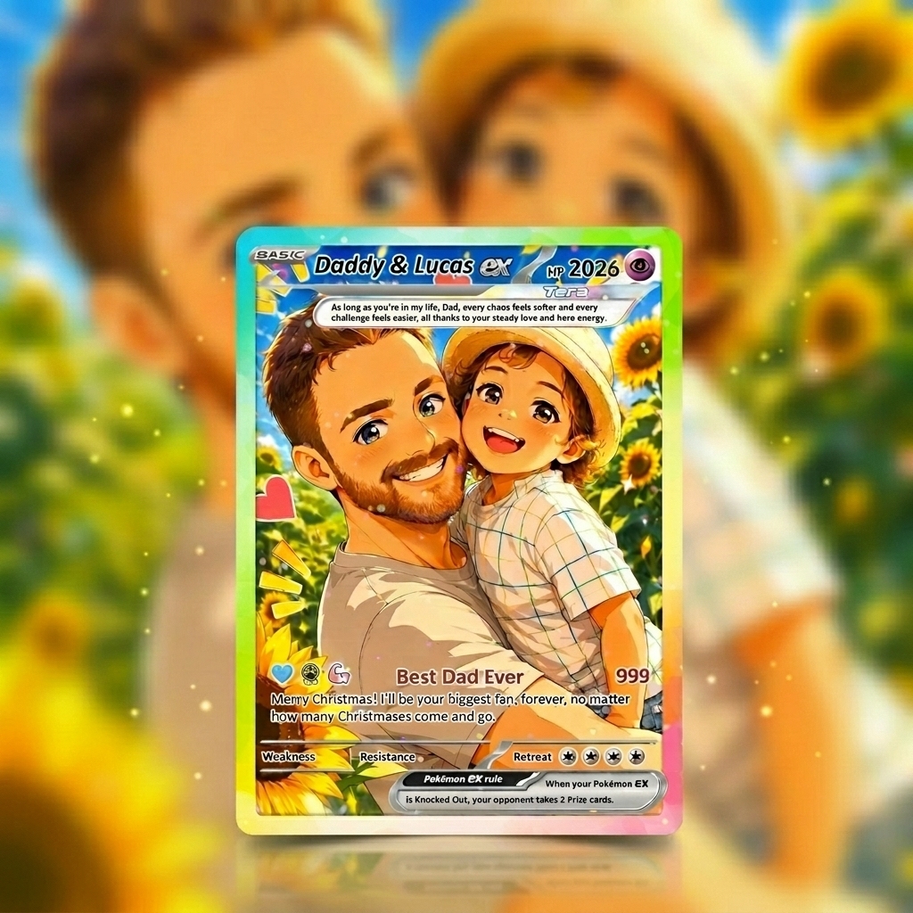 La Mejor Tarjeta Poke De Papá De Todos Los Tiempos, Tarjeta Poke Personalizada Inspirada En El Anime, Tarjeta Poke Personalizada Para Papá, Regalo Perfecto Para Papá, Regalo Feliz Del Día Del Padre - MyFaceSocksES