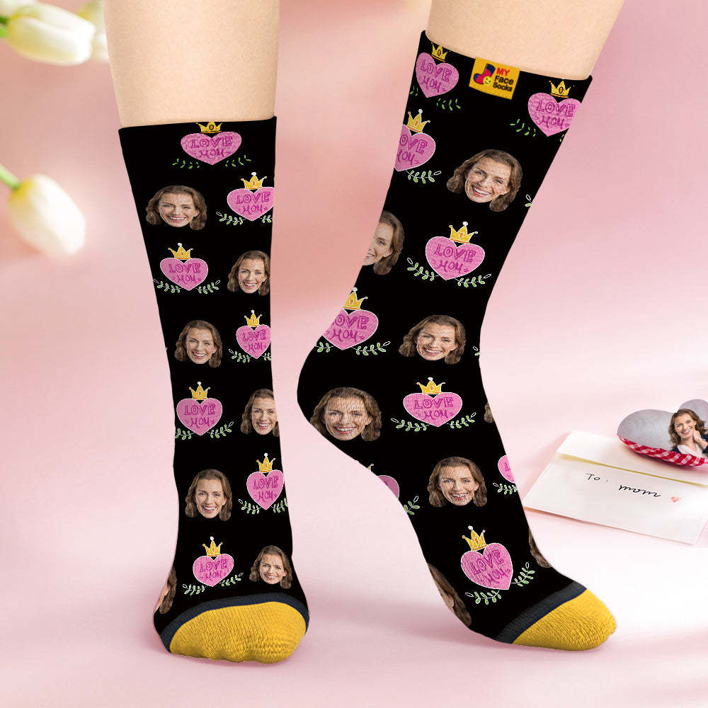 Calcetines Personalizados Para La Cara Regalos Personalizados Para El Día De La Madre Calcetines Impresos Digitales En 3d Love Mom - MyFaceSocksES