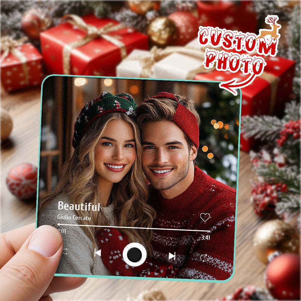 Imán De Nevera Personalizado Con Álbum De Fotos Y Música, Imán De Nevera Personalizado Para Móvil Con Música De Spotify, Regalo De Navidad Profesional Para Parejas - MyFaceSocksES