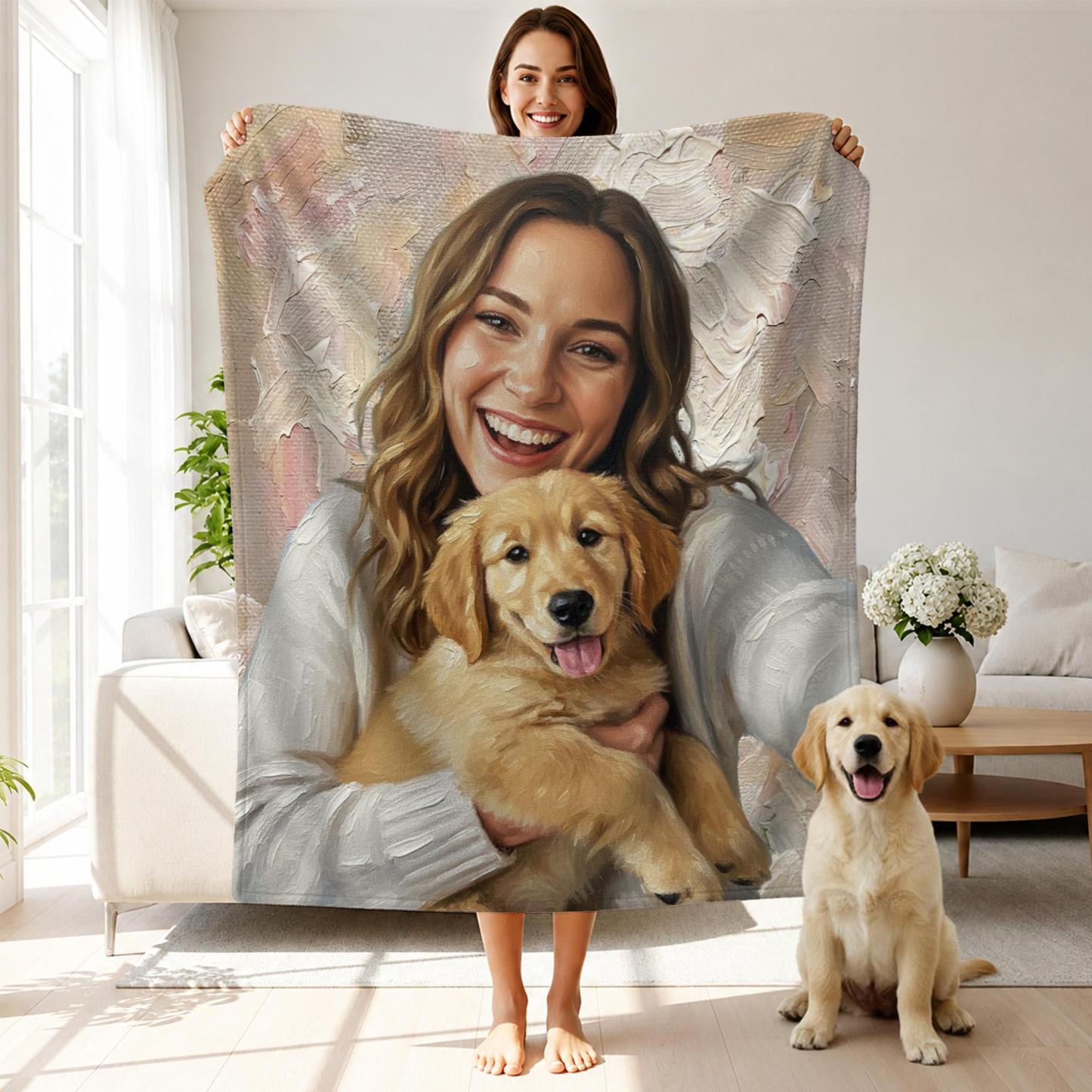 Manta Personalizada Con Retrato De Mascota, Estilo Pintura Al óleo, Para Cumpleaños, Regalo De Navidad Para Amantes De Los Perros - MyFaceSocksES