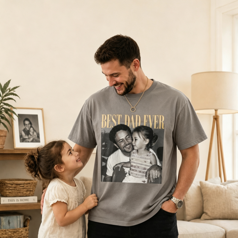 Camisa Personalizada Con Foto De Papá, Colores Cómodos, Camiseta Con Imagen De Papá, Regalo Para Abuelo, Retrato Personalizado, Camiseta De Papá, Regalo Familiar - MyFaceSocksES