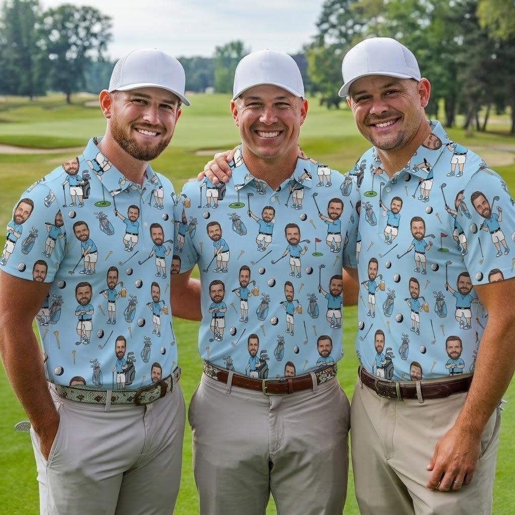Polo Shir De Golf Con Foto De Cara Personalizada, Regalos Del Día Del Padre, Polo Divertido Para Golfista, Polo Con Foto De Cara Personalizada, Polo De Golf Con Foto - MyFaceSocksES