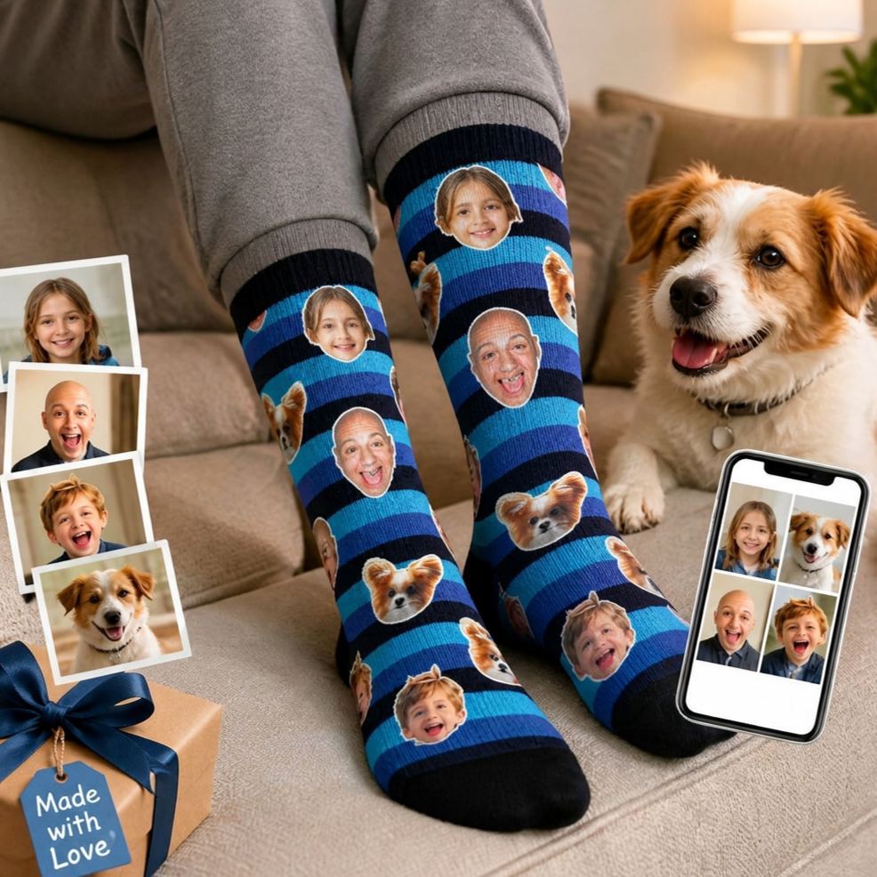Calcetines Con Foto Personalizados Para Mamá Perro, Calcetines Estampados Personalizados Con Su Propia Foto, Regalo De Calcetines Novedosos Para Hombres, Calcetines Divertidos Con Cara De Niña - MyFaceSocksES