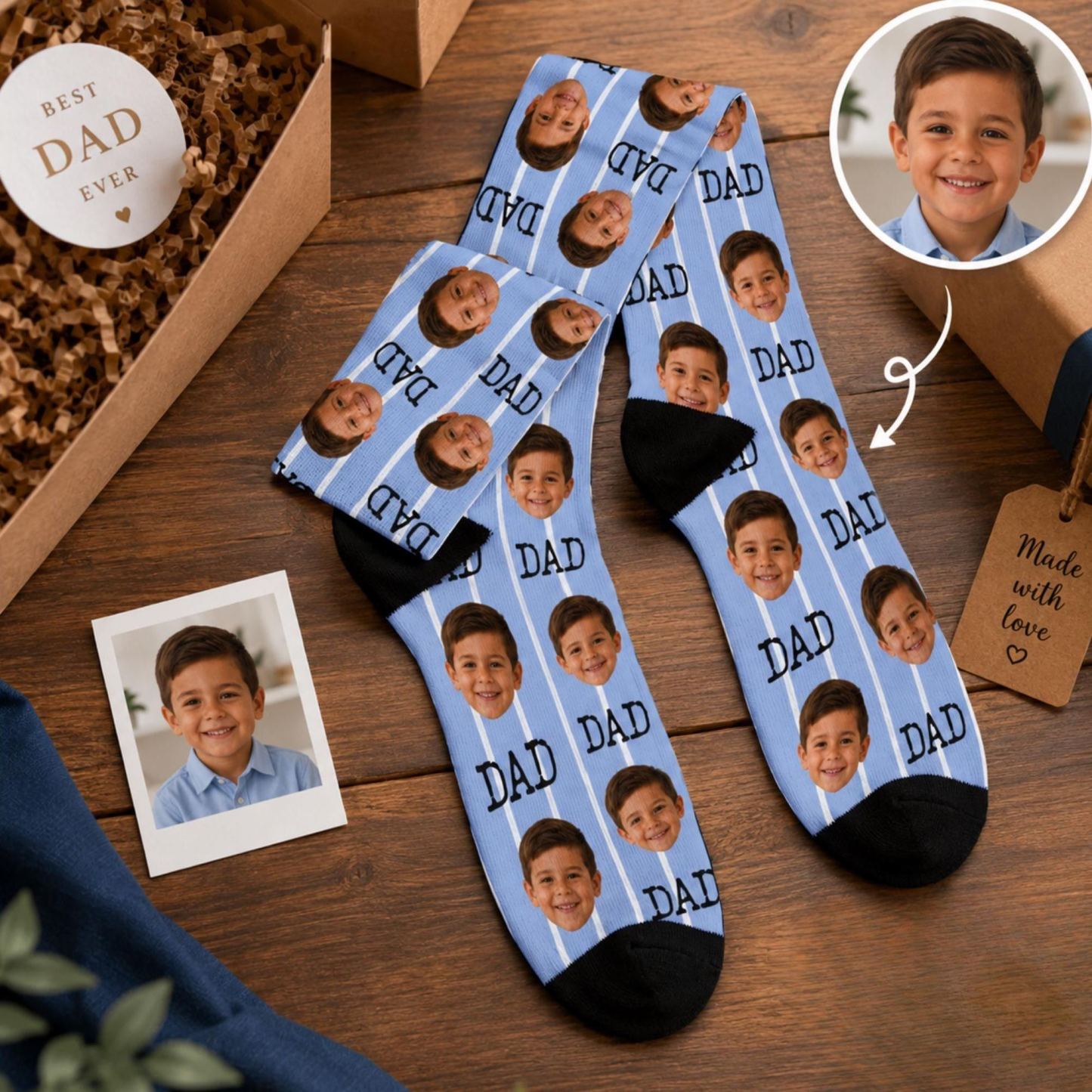 Calcetines Personalizados Con Cara De Papá, Calcetines Con Foto Personalizados Para Regalo Del Día Del Padre, Regalo Divertido Para Papá, Calcetines Con El Mejor Papá De Todos Los Tiempos, Regalo De Calcetines Para Abuelo - MyFaceSocksES