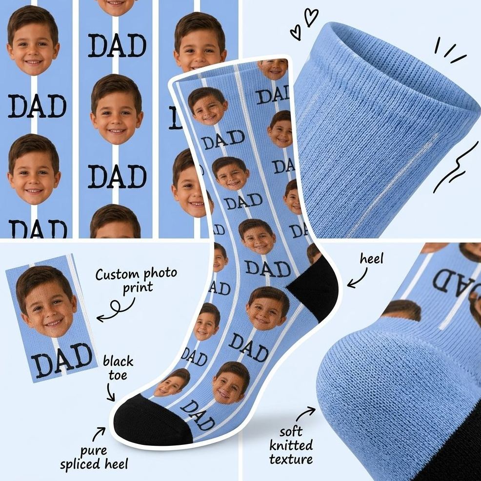 Calcetines Personalizados Con Cara De Papá, Calcetines Con Foto Personalizados Para Regalo Del Día Del Padre, Regalo Divertido Para Papá, Calcetines Con El Mejor Papá De Todos Los Tiempos, Regalo De Calcetines Para Abuelo - MyFaceSocksES