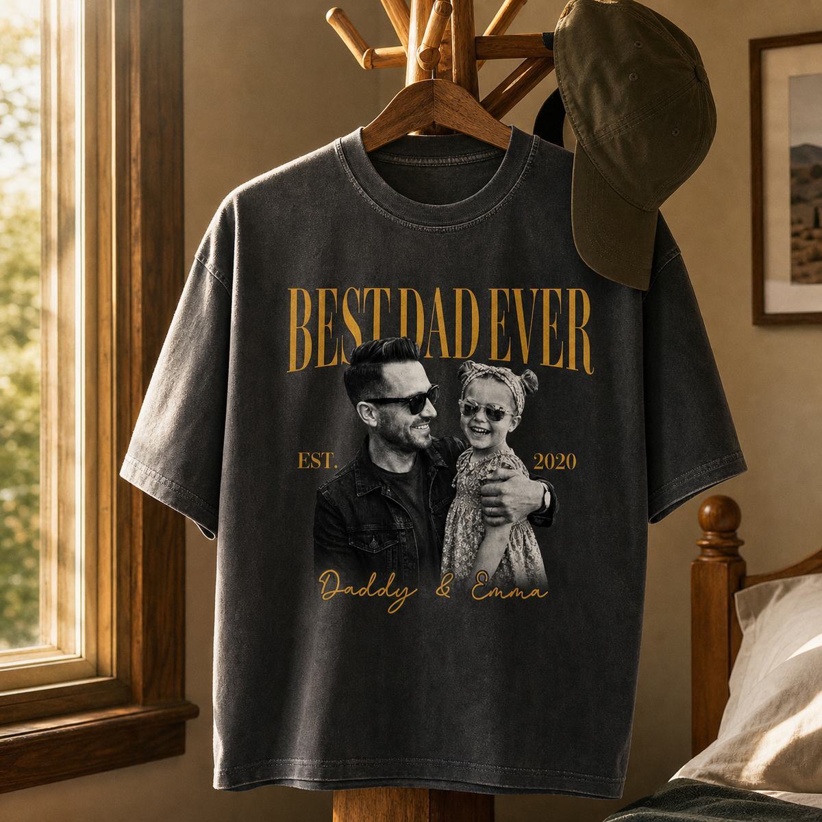 Camisa Personalizada Con Foto Vintage De Papá, Camisa Personalizada Del Día Del Padre Con Foto De Niños, Camisa Del Mejor Papá, Regalo De Papá Nuevo, Regalo Del Día Del Padre Para Papá - MyFaceSocksES