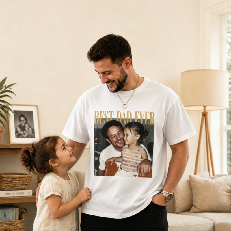 Camisa Personalizada Con Foto De Papá, Colores Cómodos, Camiseta Con Imagen De Papá, Regalo Para Abuelo, Retrato Personalizado, Camiseta De Papá, Regalo Familiar - MyFaceSocksES