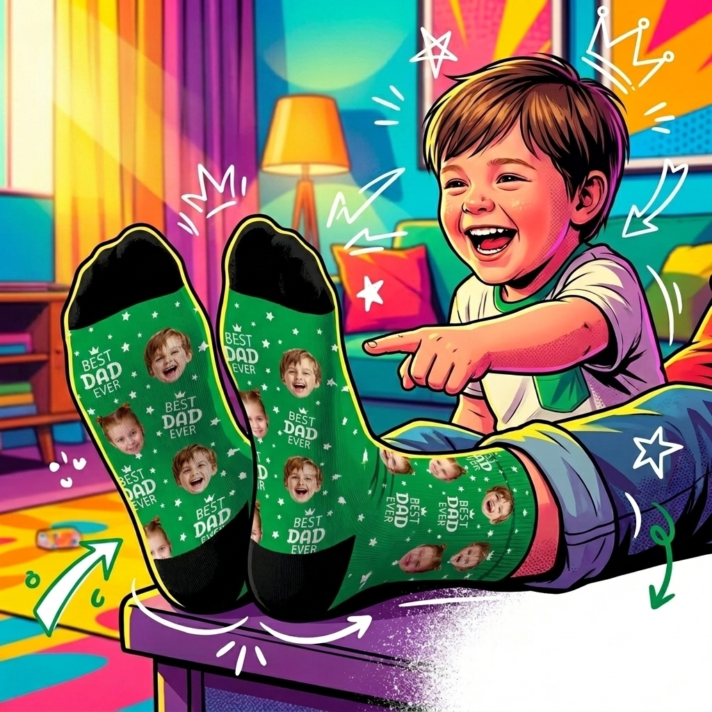 Chaussettes personnalisées pour le visage, chaussettes photo personnalisées pour papa, cadeau de fête des pères - MyFaceSocksFR