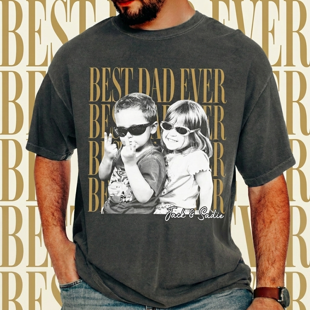 Chemise Photo Vintage Papa Personnalisée : Chemise Personnalisée Pour La Fête Des Pères Avec Photo D’enfants, Chemise Drôle De Papa, Chemise Du Meilleur Papa De Tous Les Temps, Cadeau De Nouveau Papa