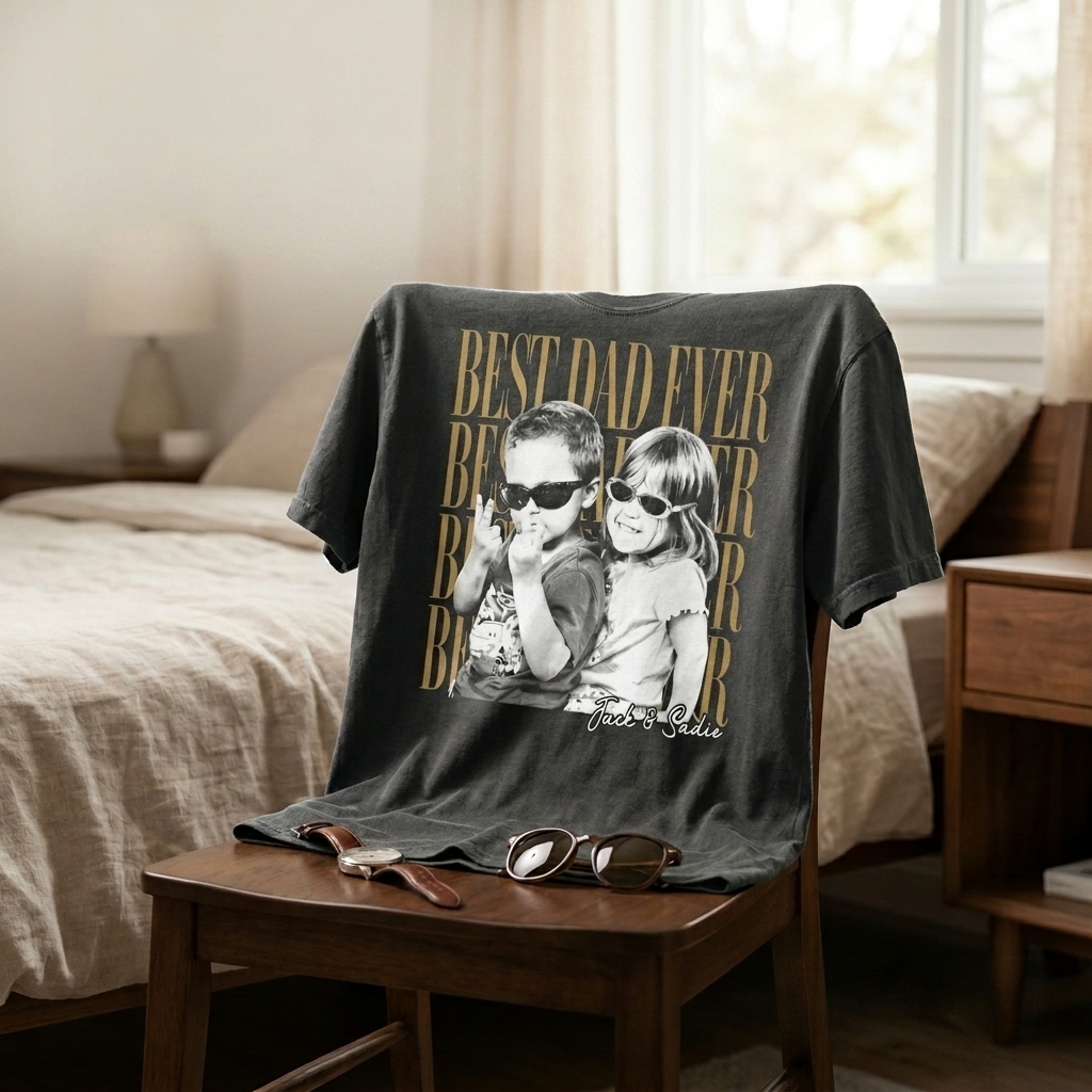 Chemise Photo Vintage Papa Personnalisée : Chemise Personnalisée Pour La Fête Des Pères Avec Photo D’enfants, Chemise Drôle De Papa, Chemise Du Meilleur Papa De Tous Les Temps, Cadeau De Nouveau Papa