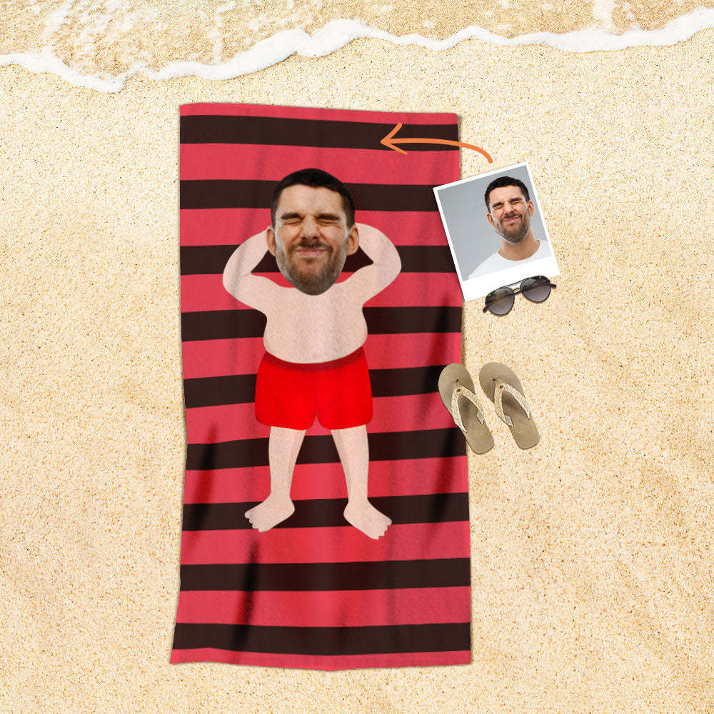 Serviette De Plage Visage Personnalisée Serviette De Plage Sirène Sexy Personnalisée Cadeau Drôle - MyFaceSocksFR