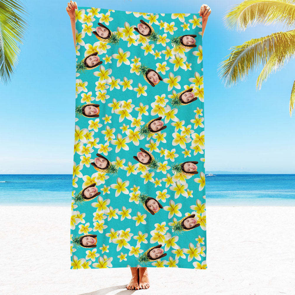 Serviette De Plage Personnalisée Pour Le Visage Serviette De Plage De Style Hawaïen Personnalisée Cadeau Drôle Pour Elle - MyFaceSocksFR